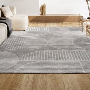 Nordby Geometric Arch Scandi Striped Area Rug
